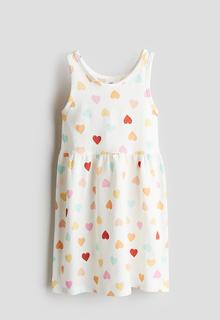 H&M - Patterned cotton dress - white/hearts