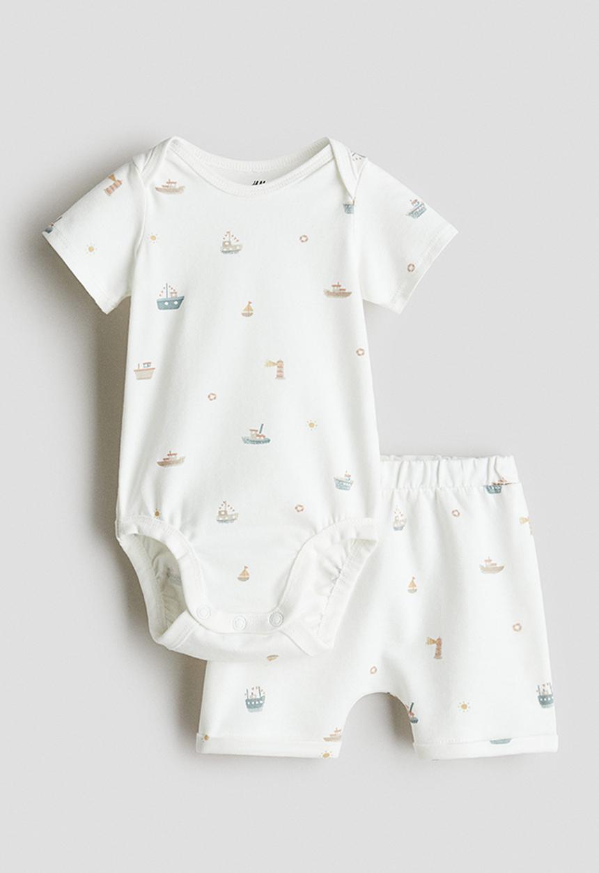 H&M - 2-Piece cotton set - white/boats