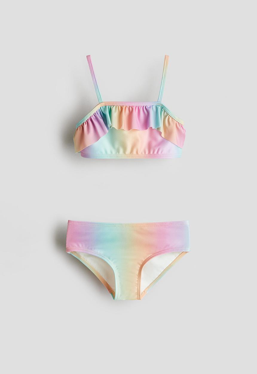 H&M - Frill-trimmed bikini - light orange & turquoise
