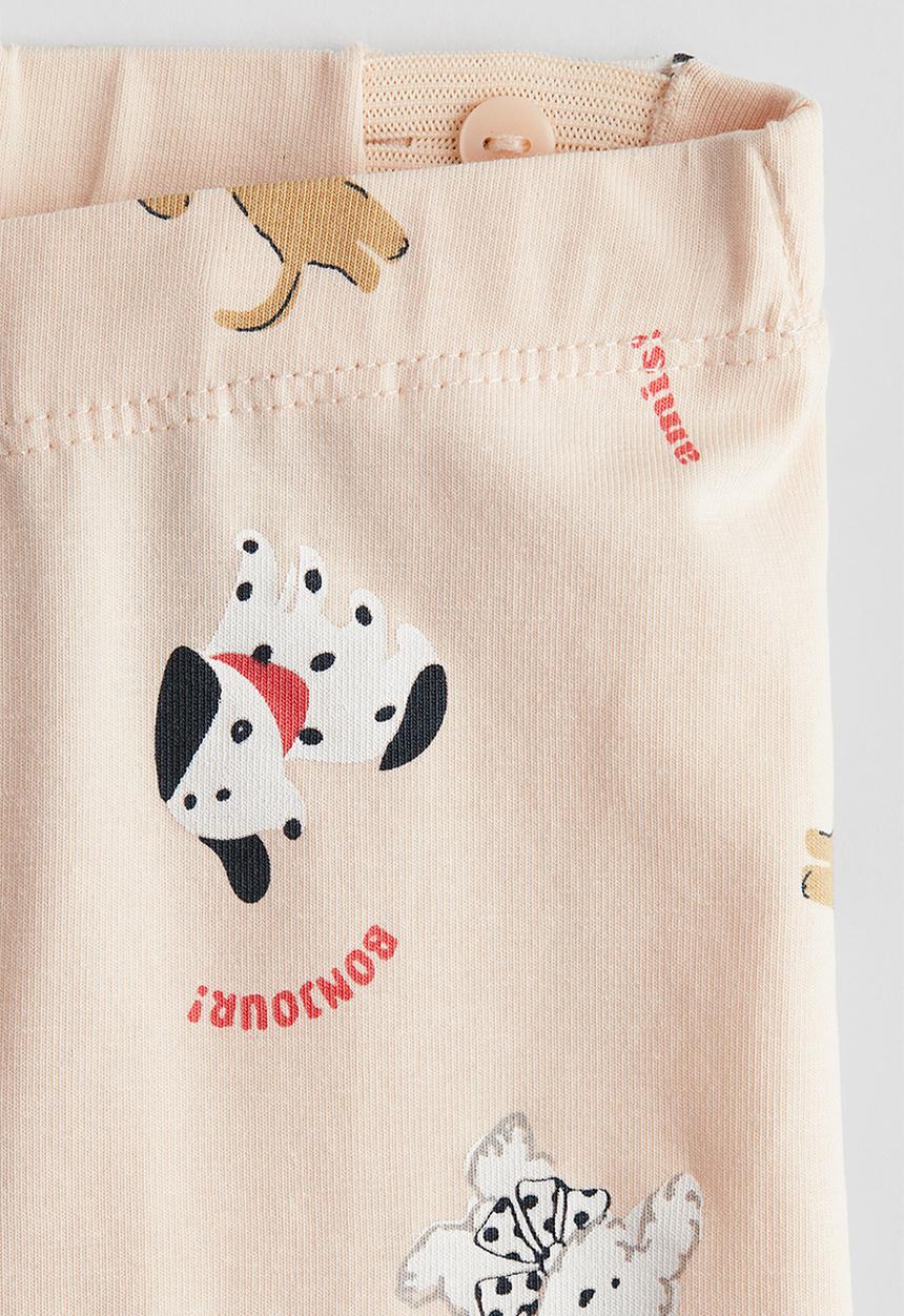 H&M - Printed cotton leggings - peach/dogs 
