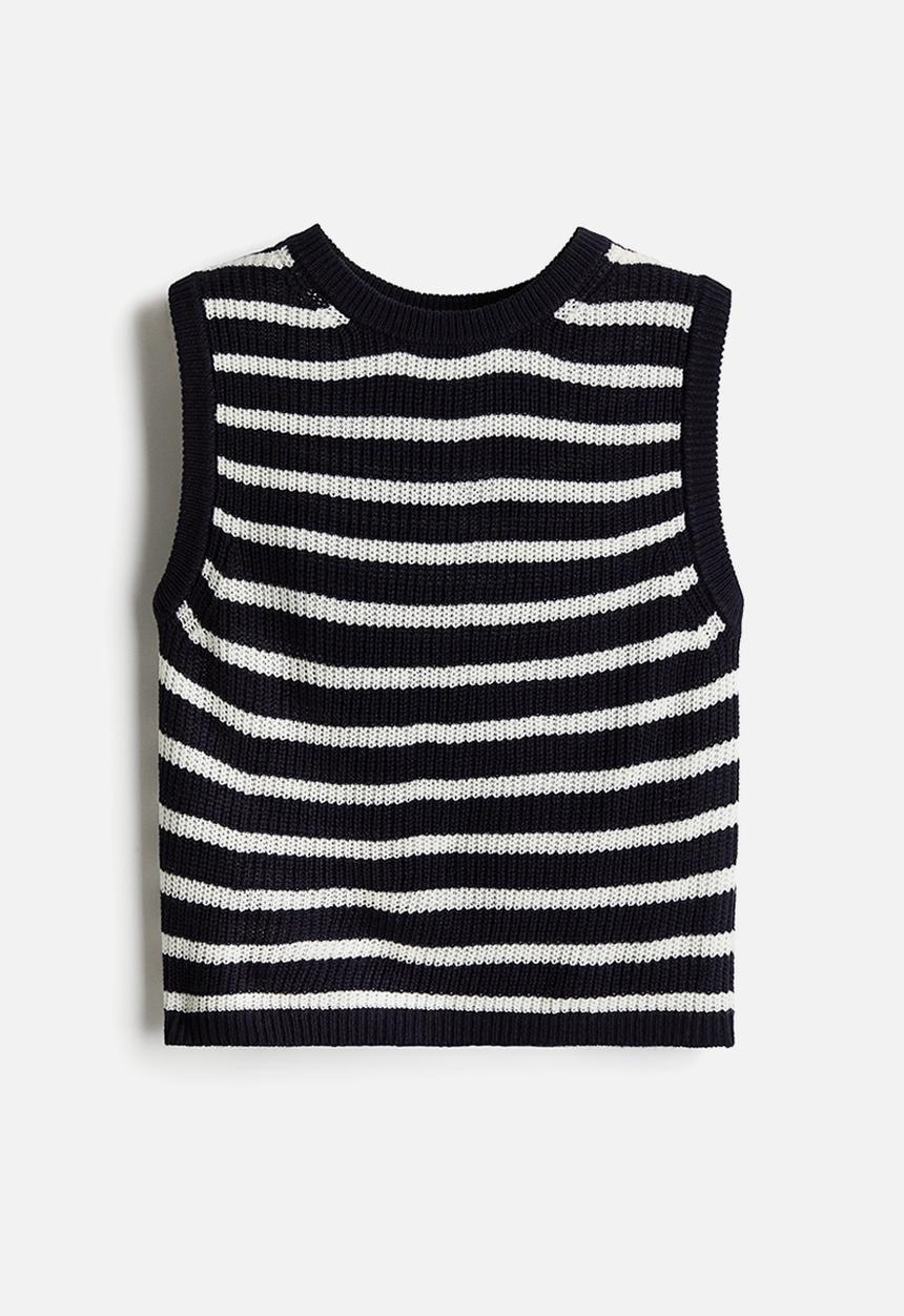 H&M - Sweater vest - navy blue/striped