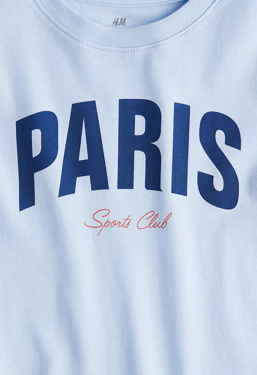 H&M - Printed T-shirt - light blue/paris