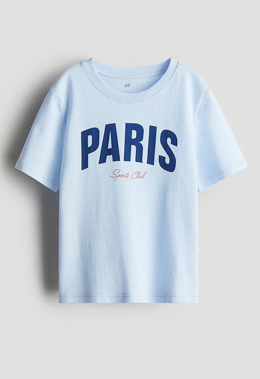 H&M - Printed T-shirt - light blue/paris
