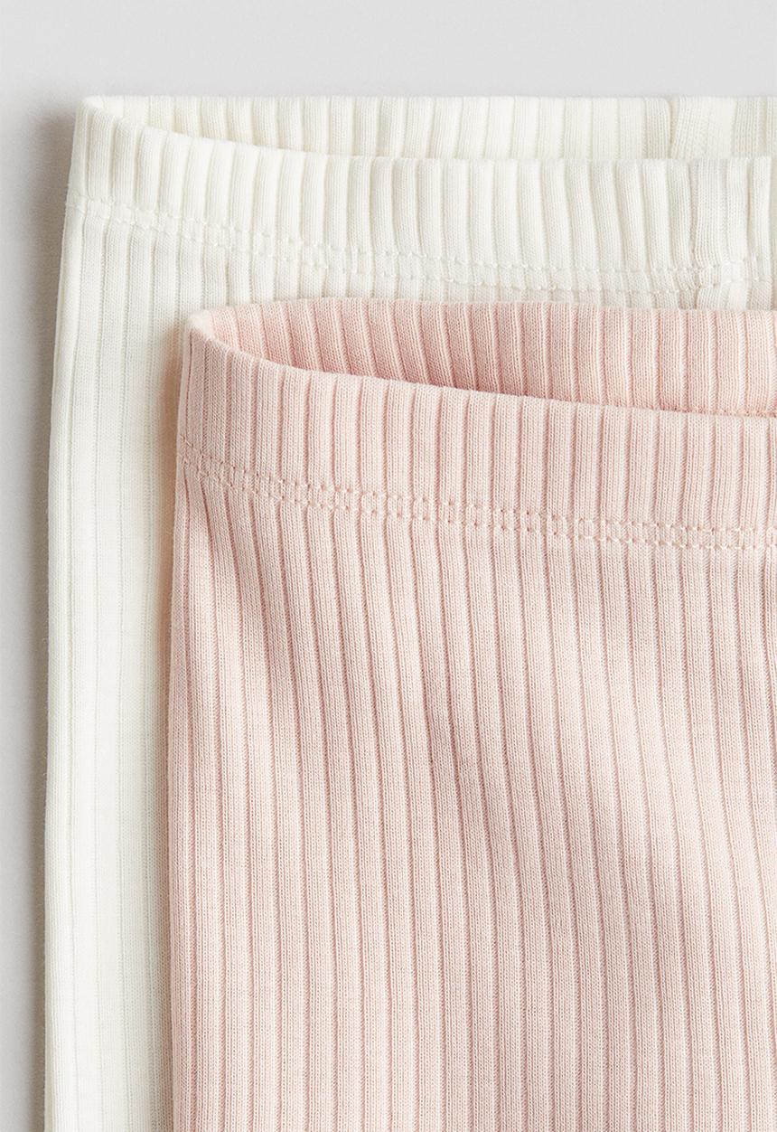 H&M - 2-Pack ribbed cycling shorts - white & light pink