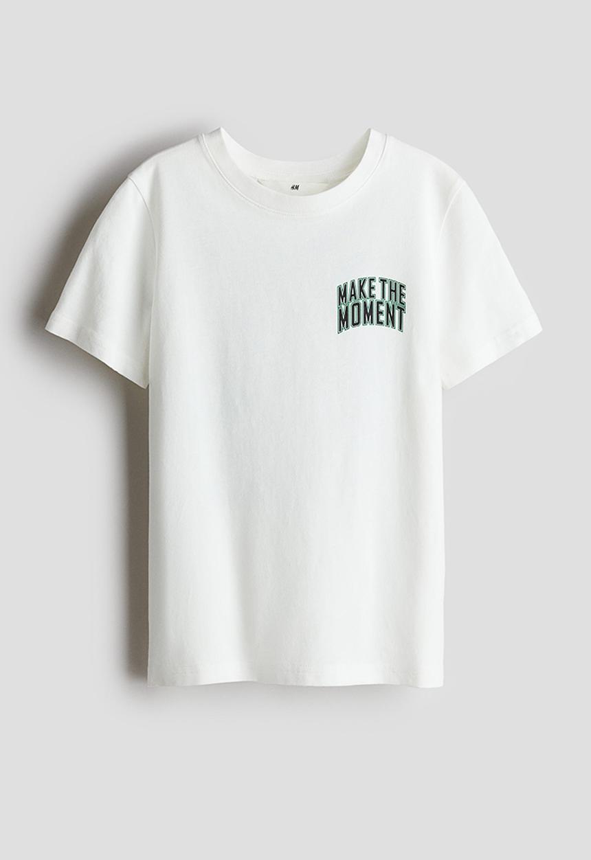 H&M - Printed T-shirt - white make the moment