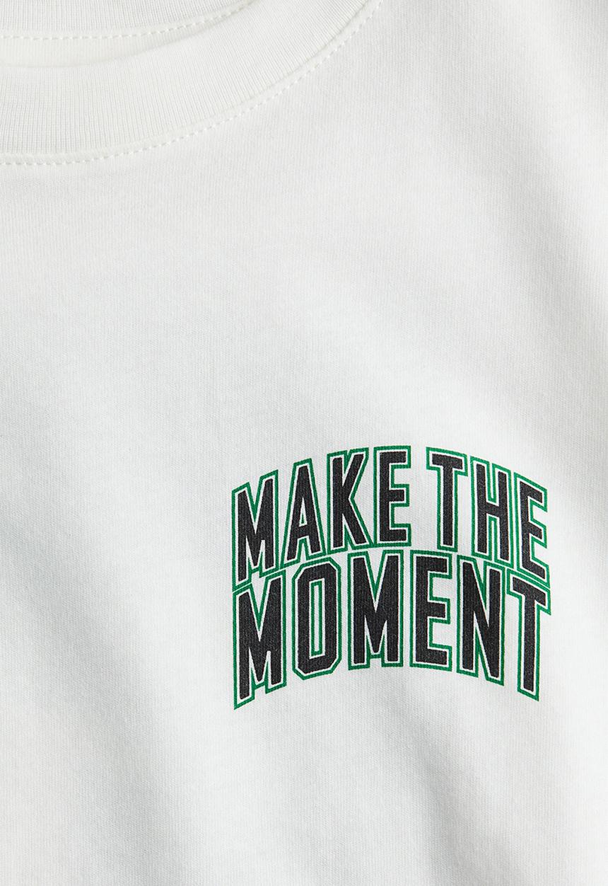 H&M - Printed T-shirt - white make the moment