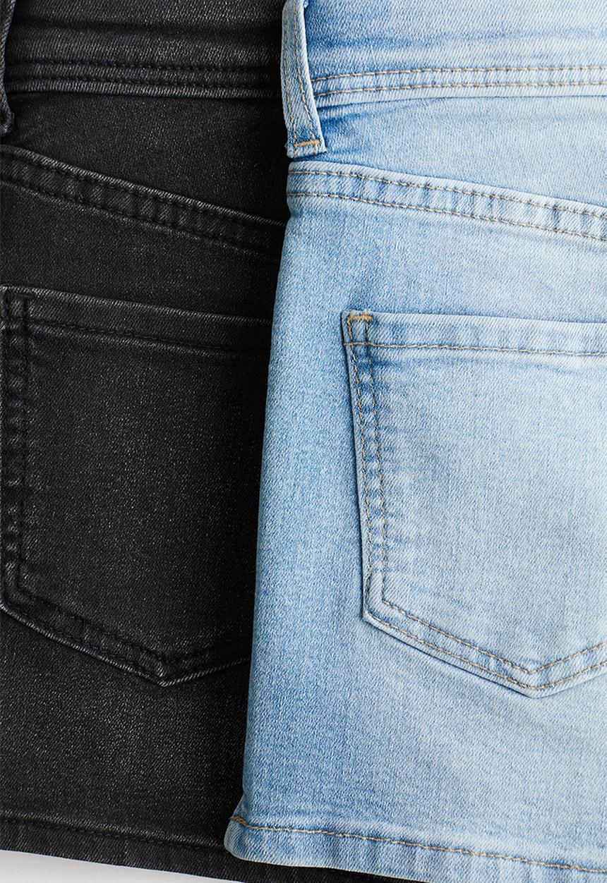 H&M - 2-Pack denim shorts - light denim blue/black