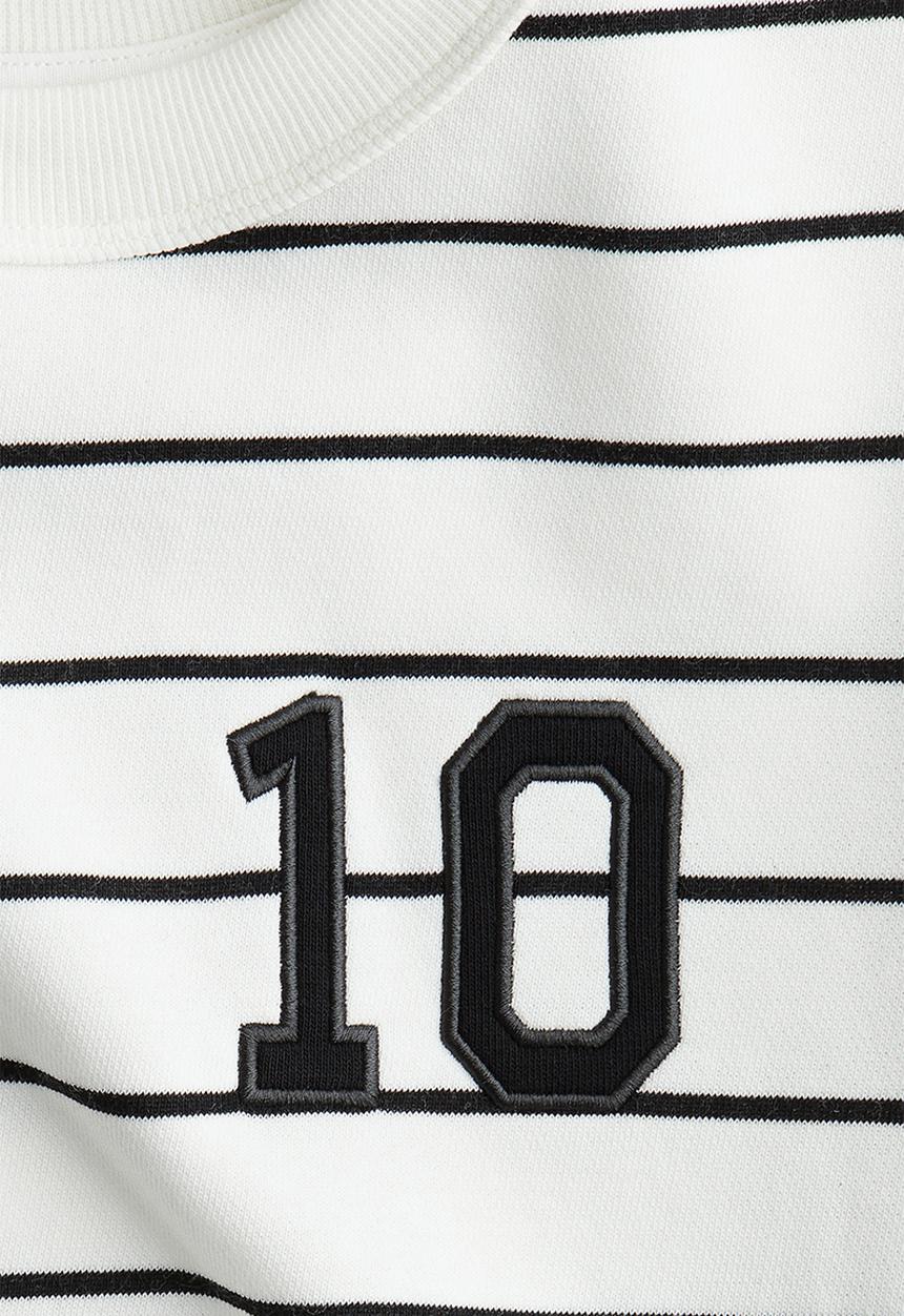 H&M - Print-motif short top - white striped 