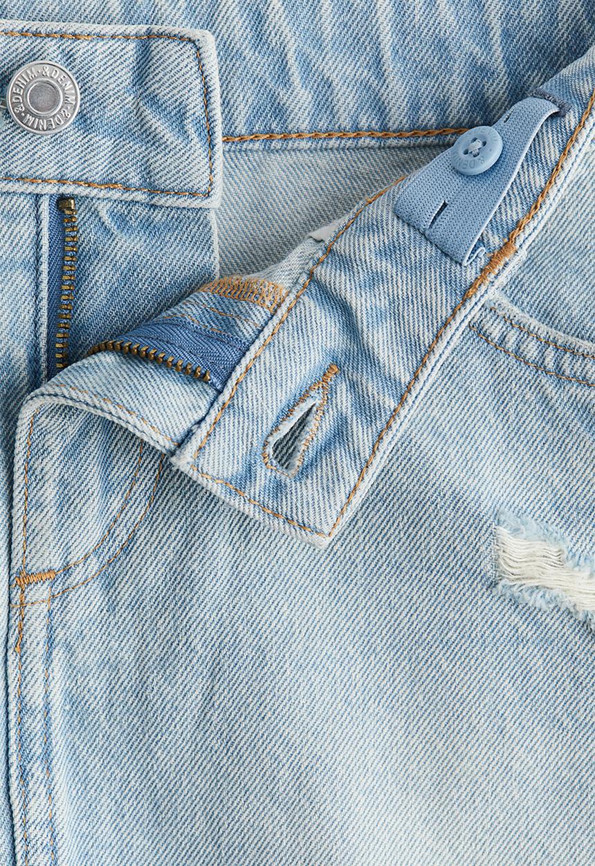 H&M - Worn-out-detail denim skirt - light denim blue