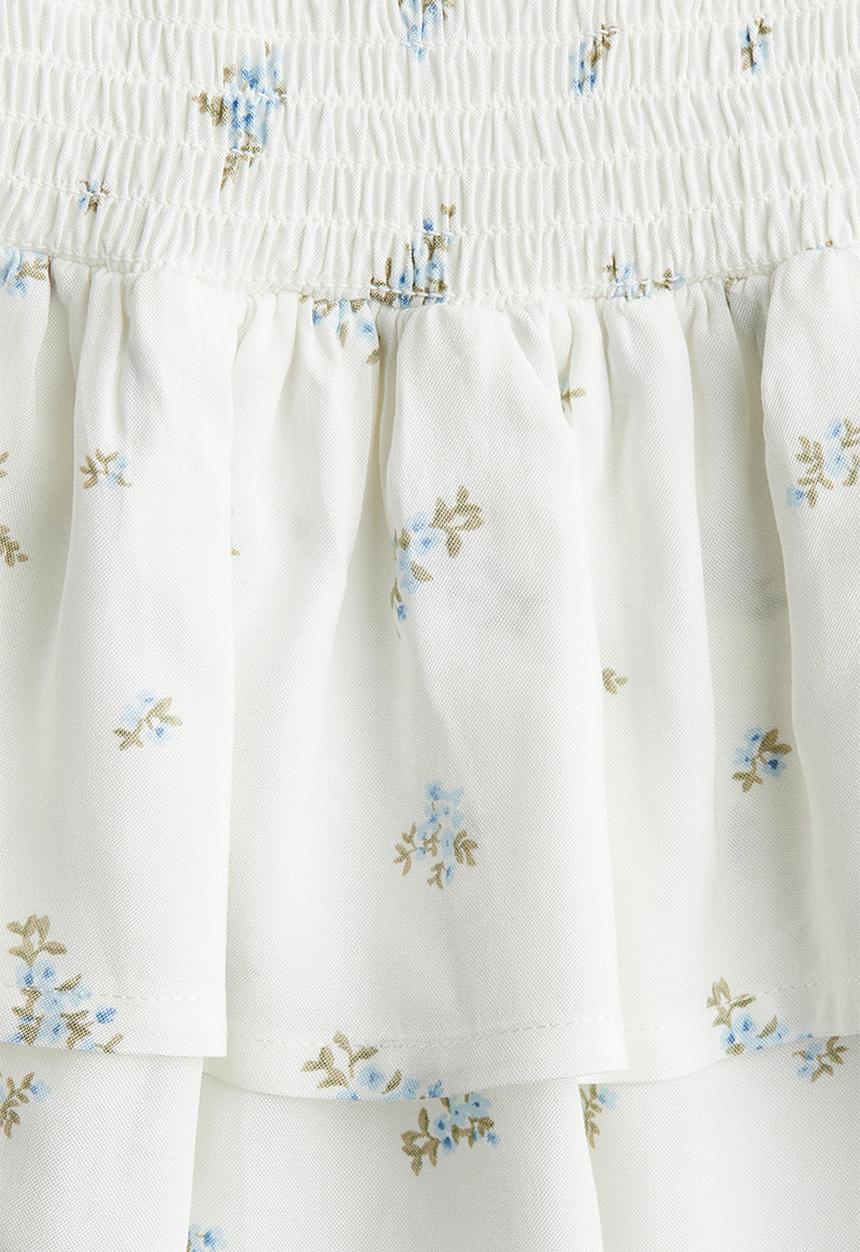 H&M - Smocked skirt - white floral