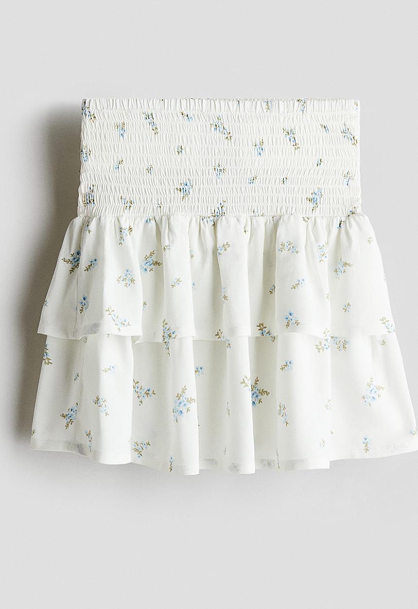 H&M - Smocked skirt - white floral