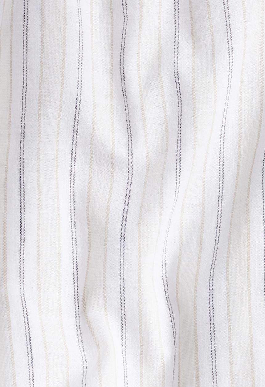 H&M - Relaxed fit cotton trousers - white & beige striped