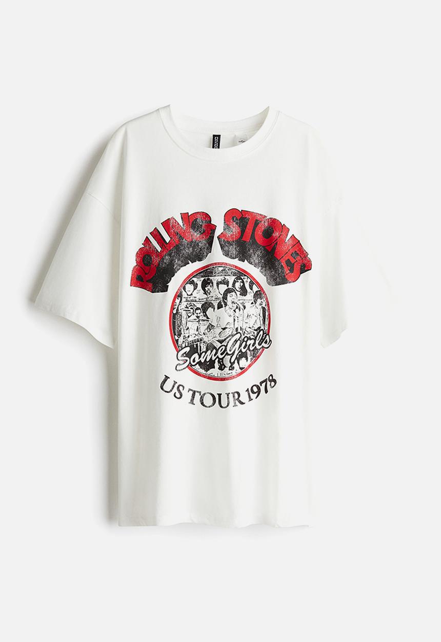 H&M - Oversized printed t-shirt - cream the rolling stones