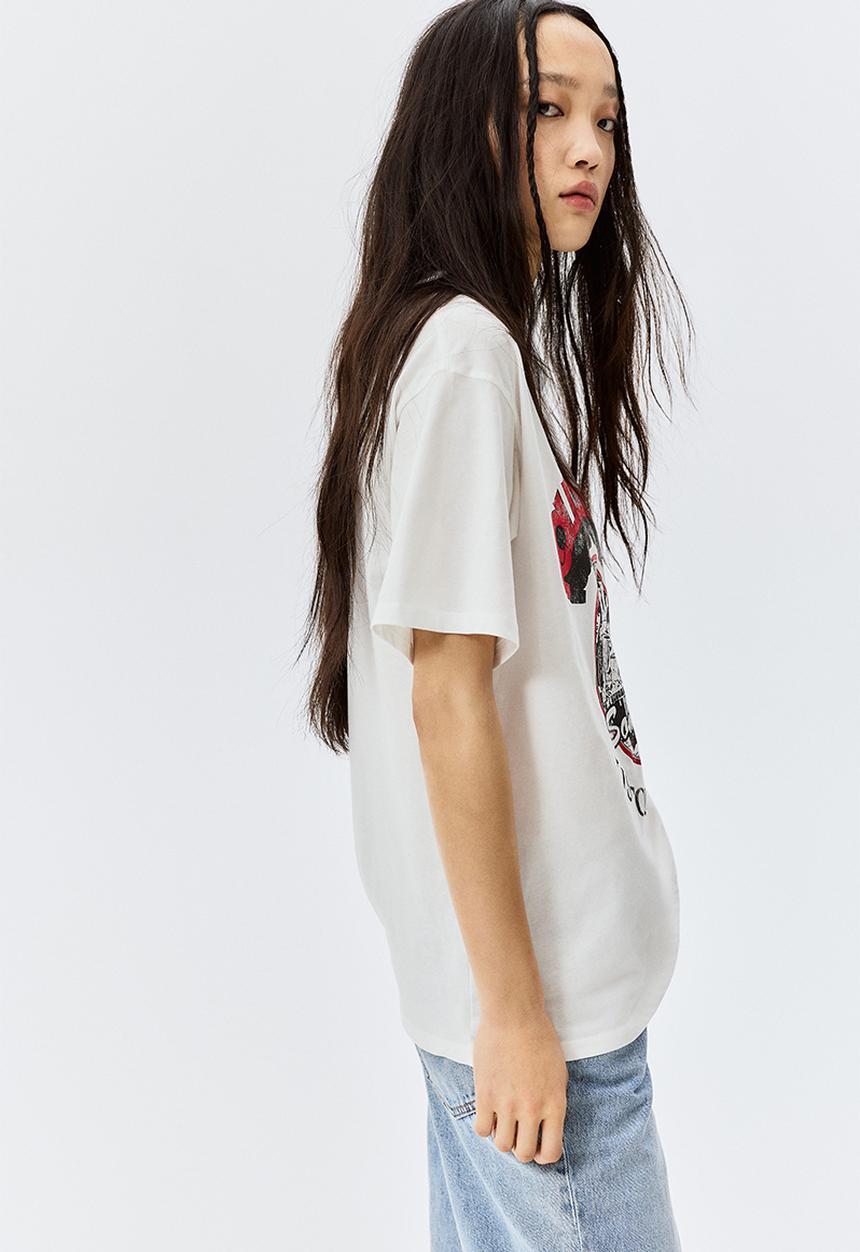 H&M - Oversized printed t-shirt - cream the rolling stones