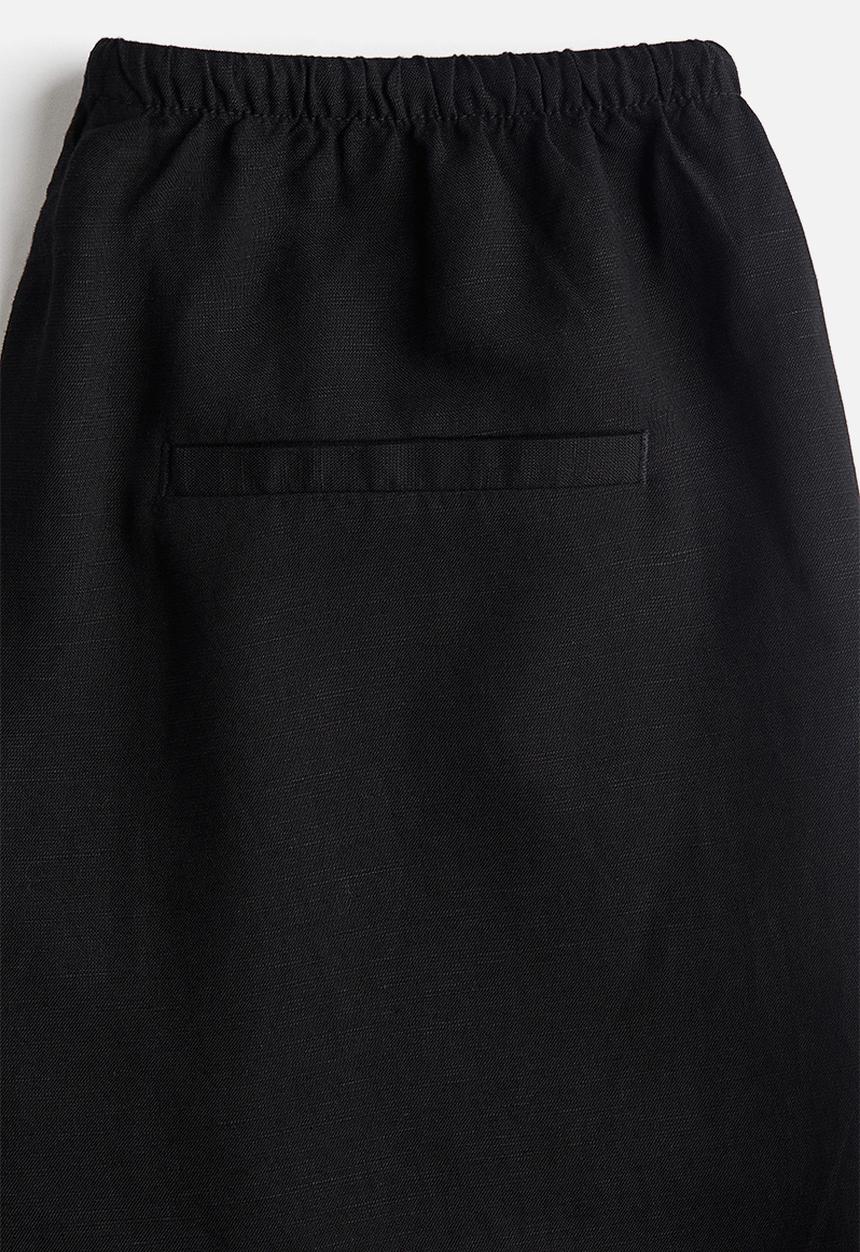 H&M - Straight linen-blend trousers - black