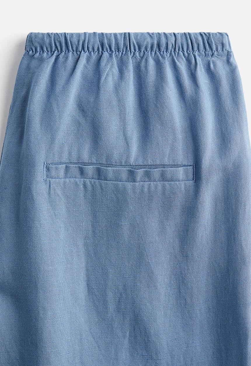 H&M - Straight linen-blend trousers - dusty blue