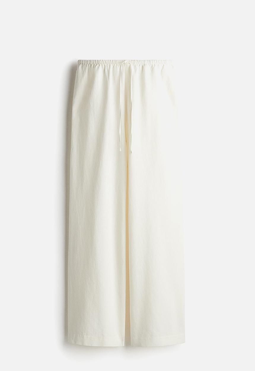H&M - Straight linen-blend trousers - white