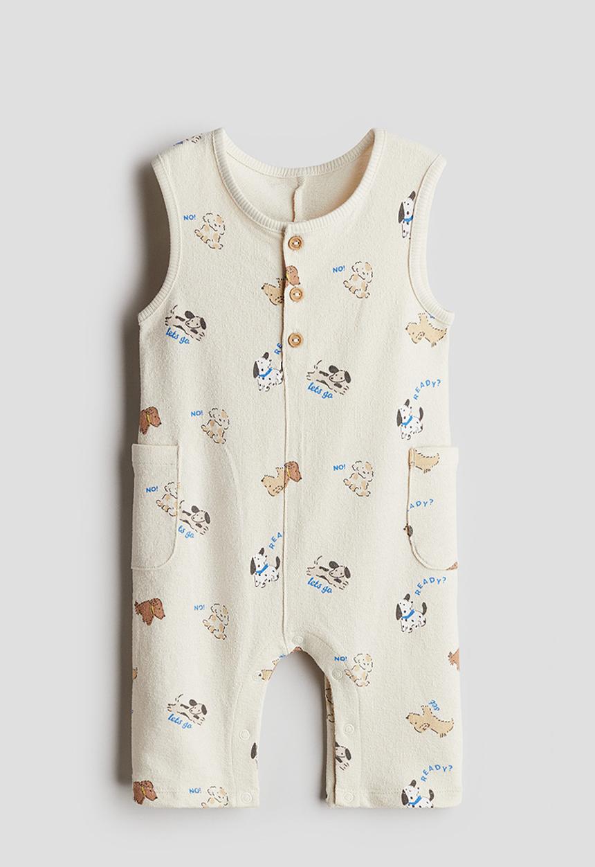 H&M - Cotton romper suit - light beige dogs 