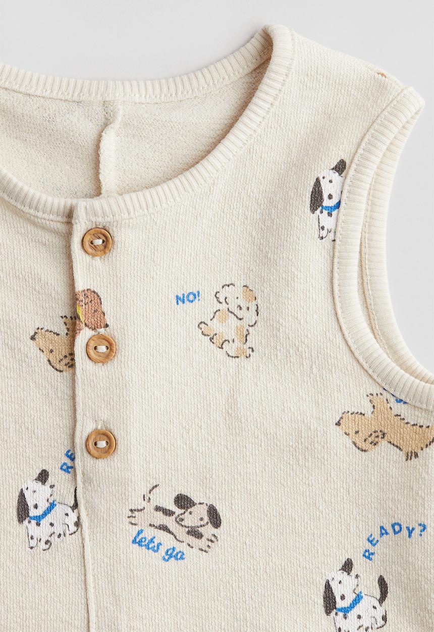 H&M - Cotton romper suit - light beige dogs 