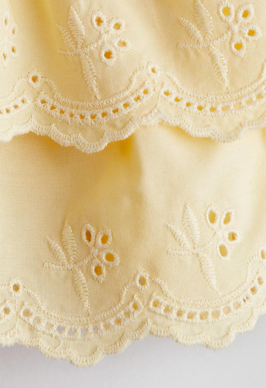 H&M - Flounced cotton romper suit - yellow