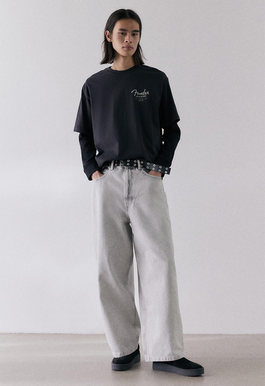H&M - Loose fit T-shirt - black/fender