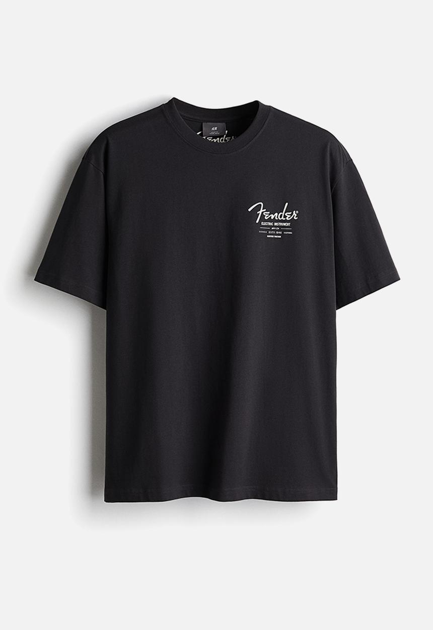 H&M - Loose fit T-shirt - black/fender