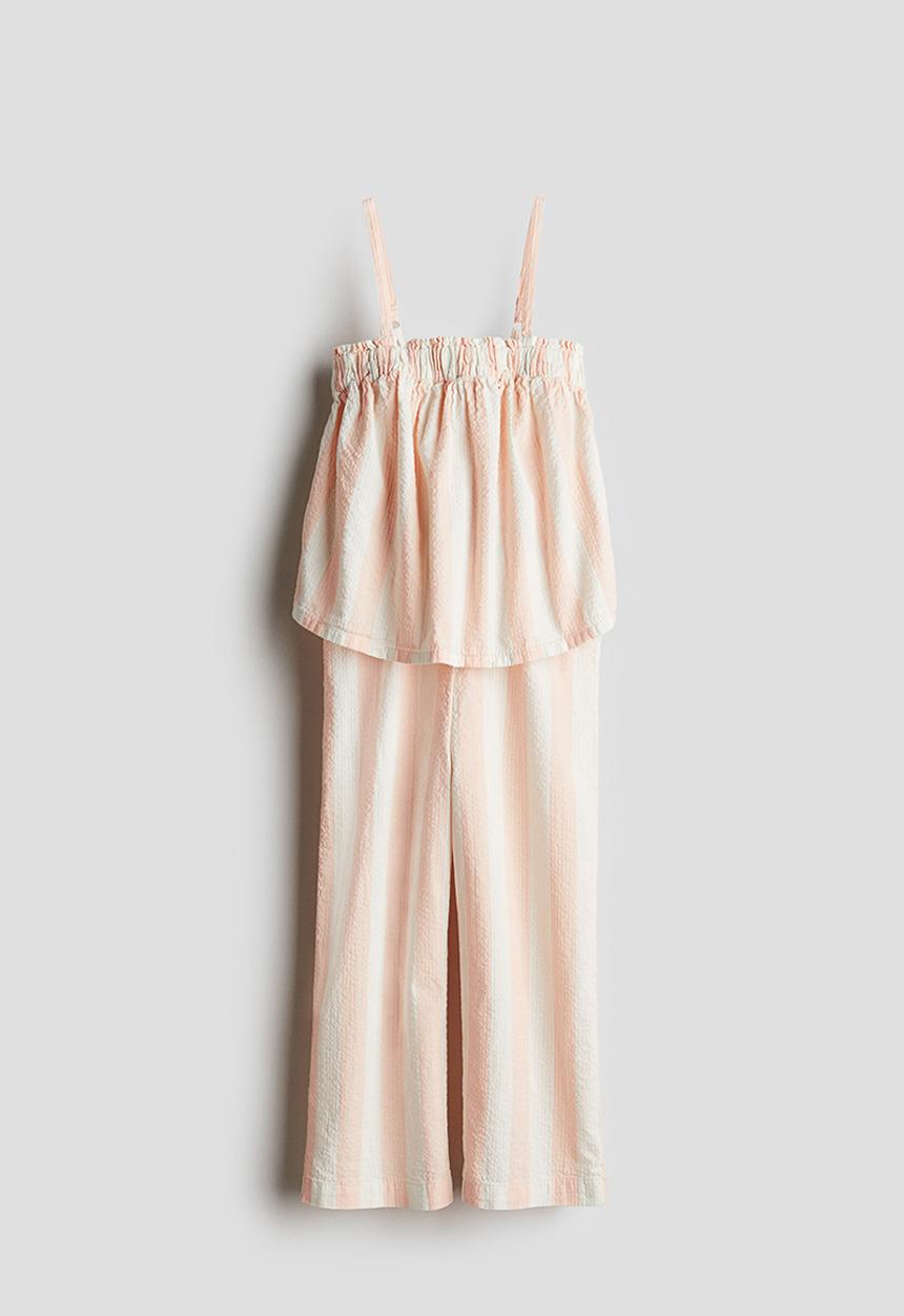 H&M - 2-piece top and trousers set -  light peach/striped