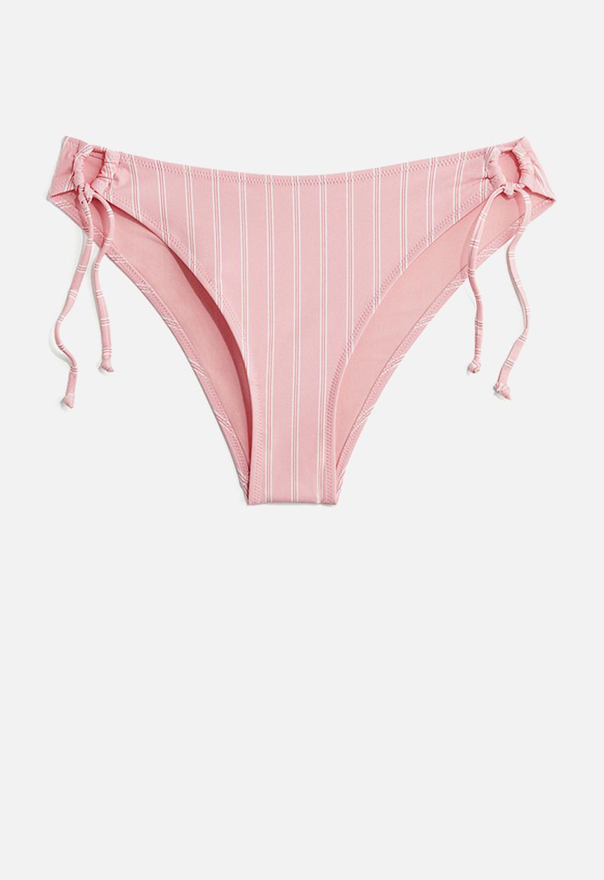 H&M - Tie tanga cheeky bikini bottoms - light pink/striped