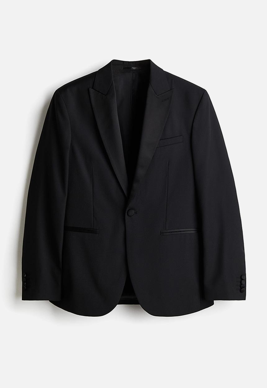 H&M - Slim fit wool-blend tuxedo jacket - black