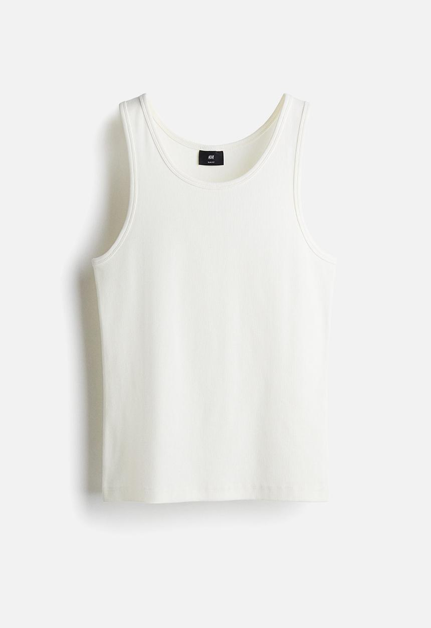 H&M - Slim fit ribbed vest top - white