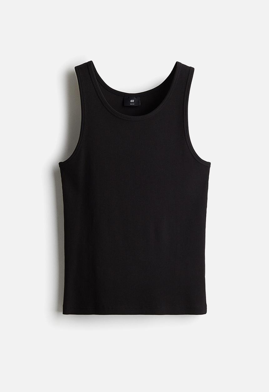 H&M - Slim fit ribbed vest top - black