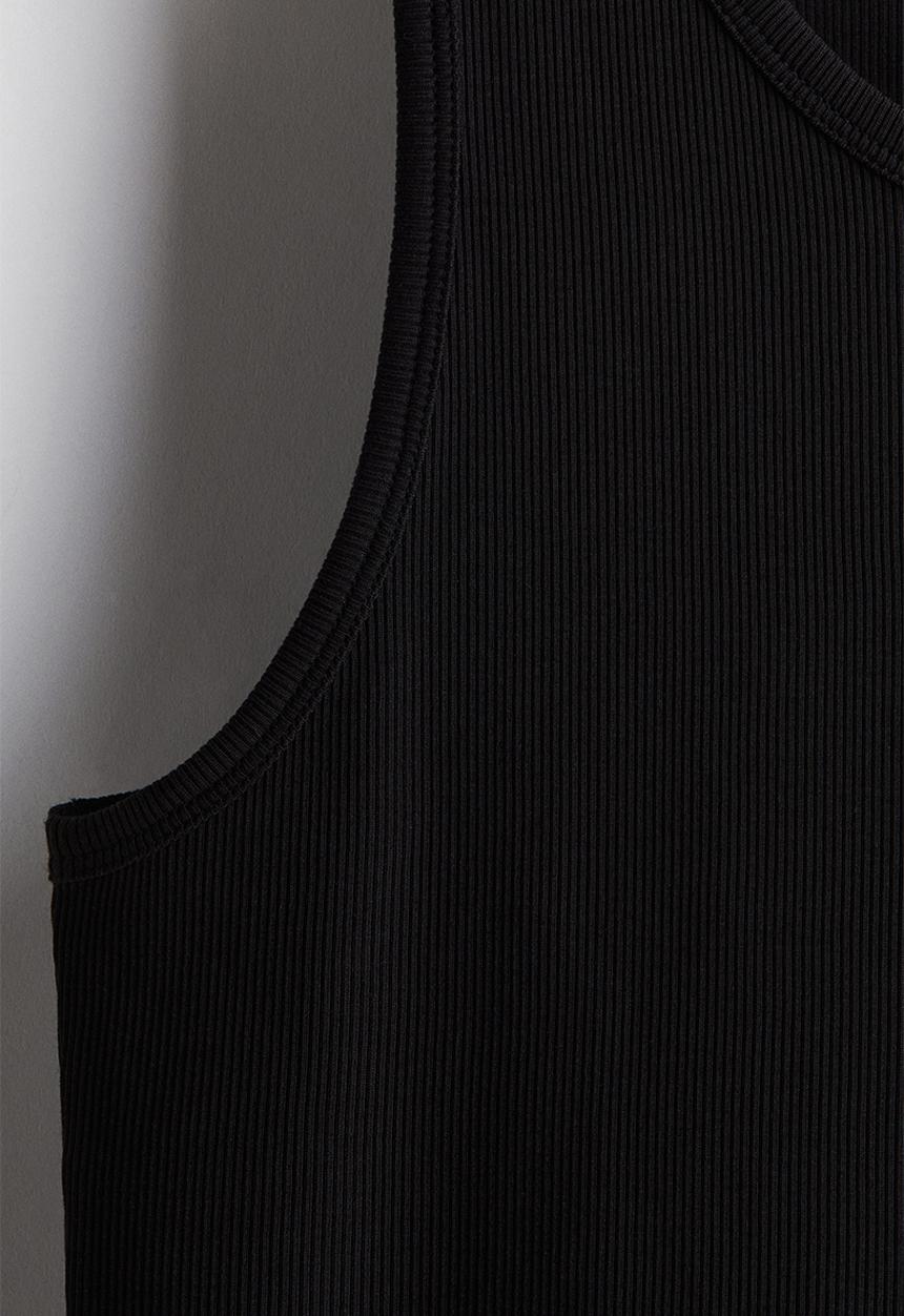 H&M - Slim fit ribbed vest top - black