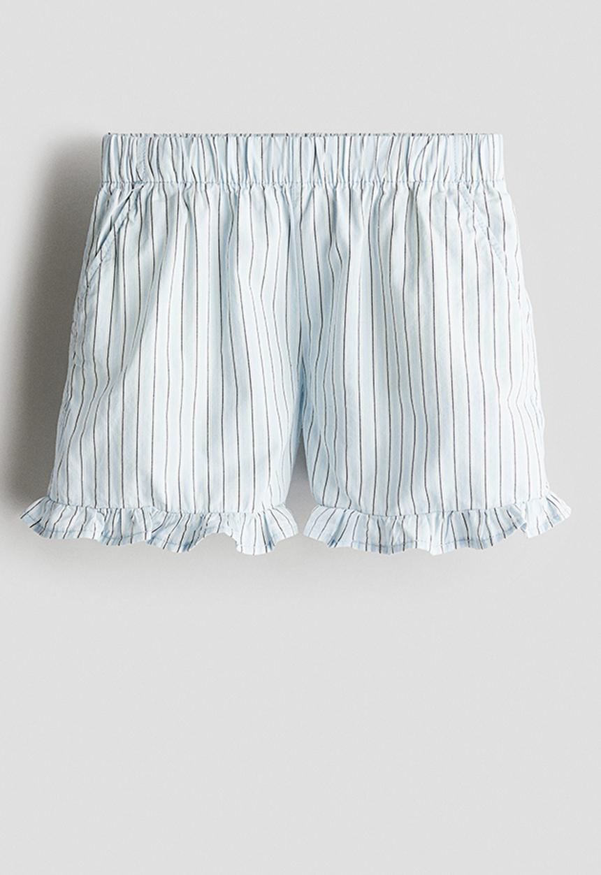 H&M - Frill-trimmed cotton shorts - blue