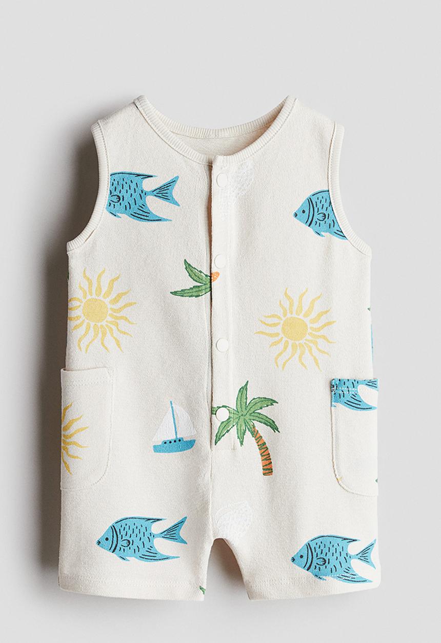 H&M - Terry romper suit - light beige fish 