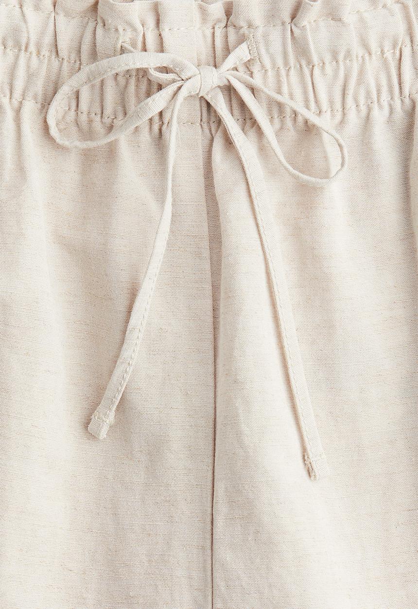 H&M - Cropped linen-blend trousers - light beige
