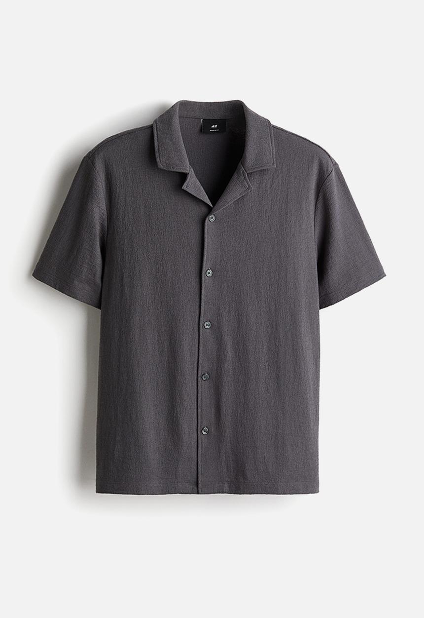 H&M - Regular fit jersey resort shirt - dark grey