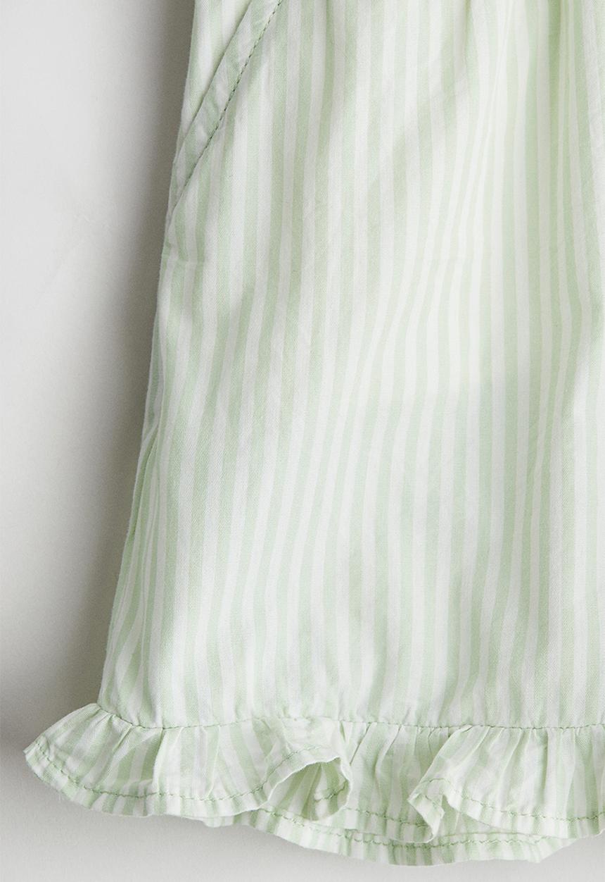 H&M - Frill-trimmed cotton shorts - light green/striped 