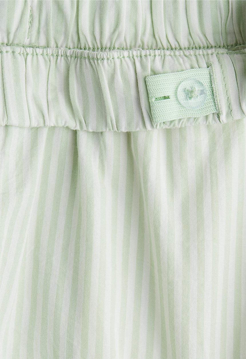 H&M - Frill-trimmed cotton shorts - light green/striped 