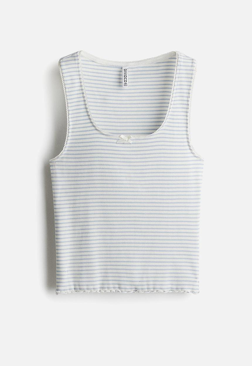 H&M - Pointelle jersey vest top - white/blue striped
