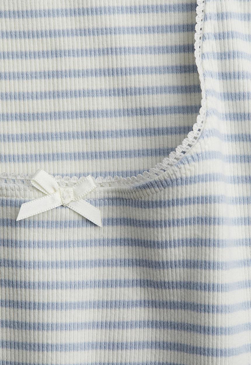 H&M - Pointelle jersey vest top - white/blue striped