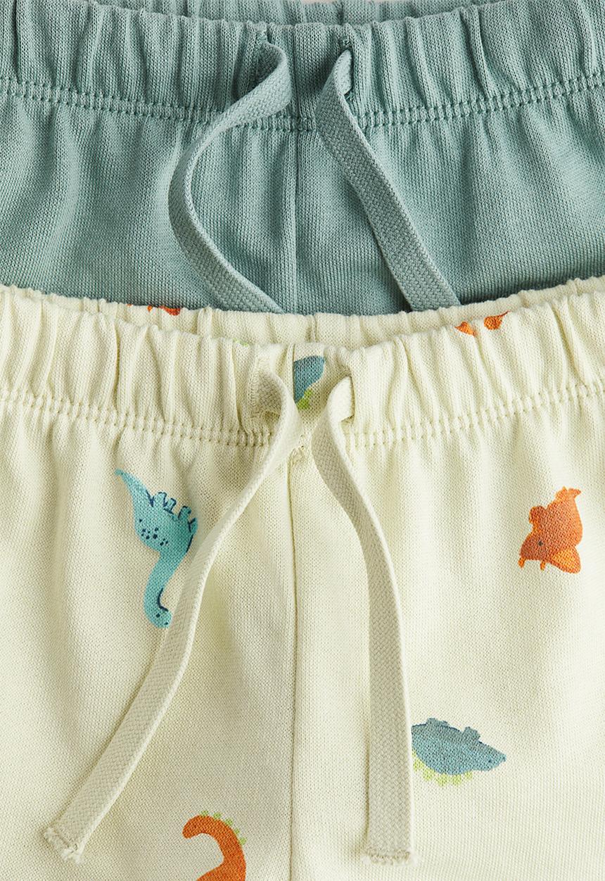 H&M - 2-pack cotton shorts - light green/dinosaurs