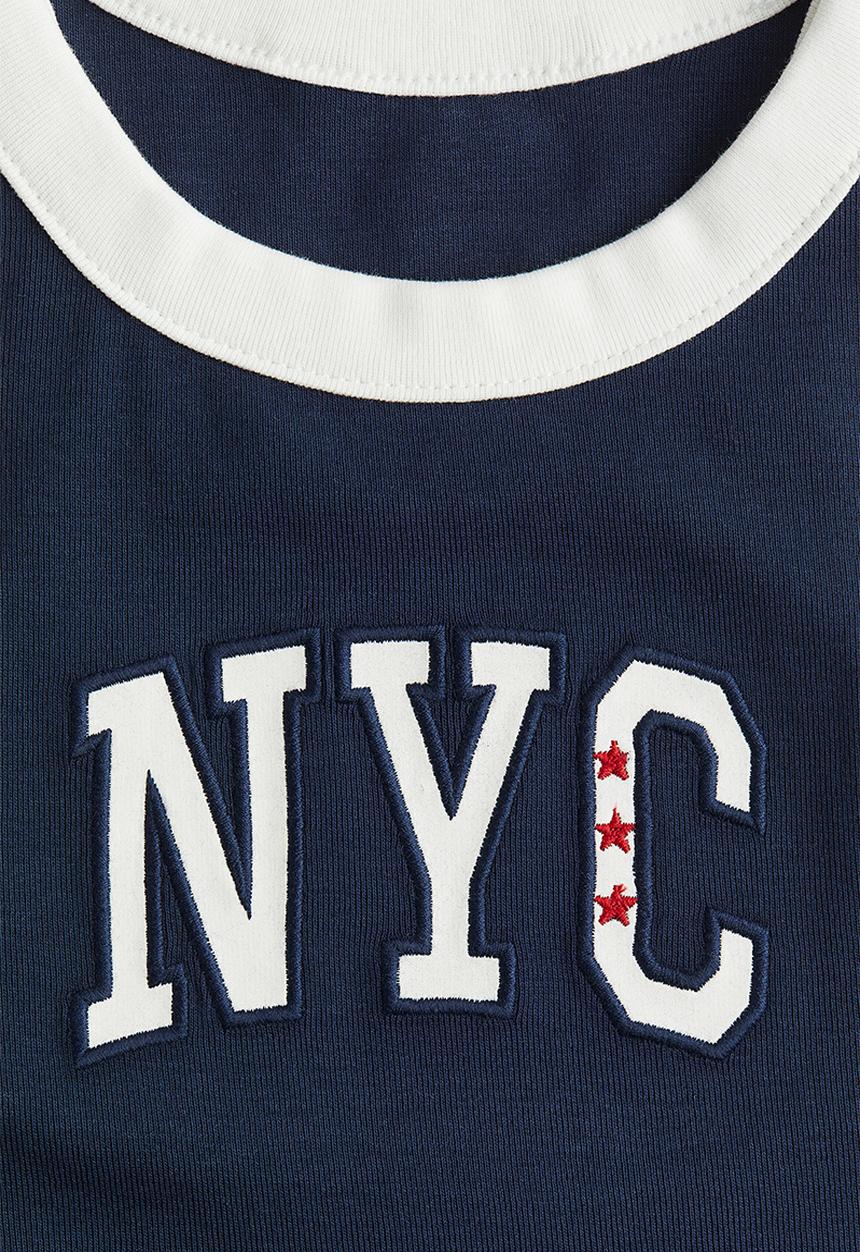 H&M - Printed cotton vest top - navy blue nyc