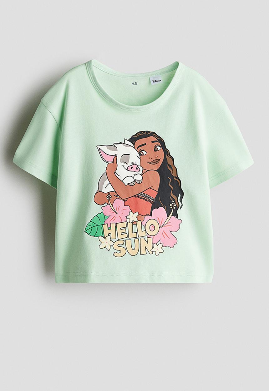 H&M - Printed cotton T-shirt - light green moana