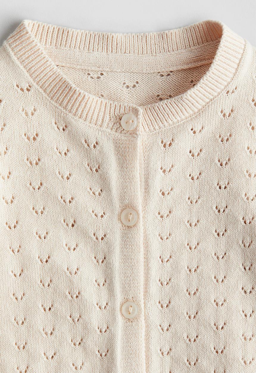 H&M - Pointelle-knit cardigan - cream 