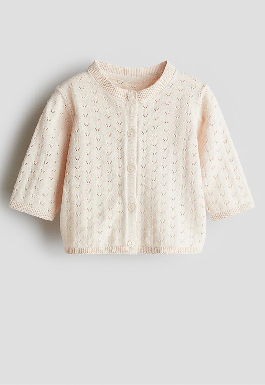 H&M - Pointelle-knit cardigan - cream 