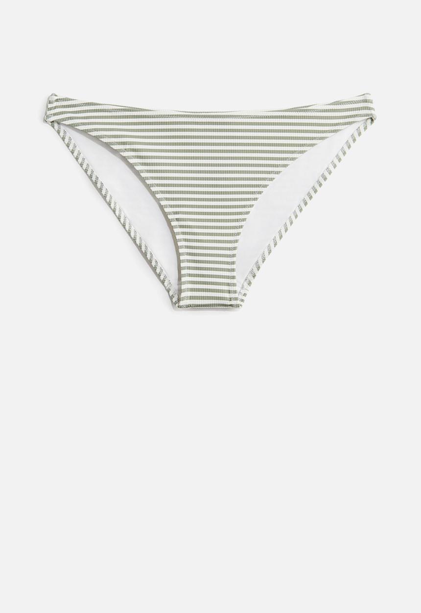 H&M - Bikini bottoms - white/khaki green striped