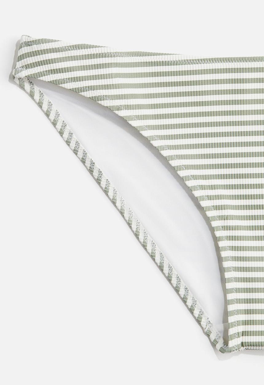 H&M - Bikini bottoms - white/khaki green striped