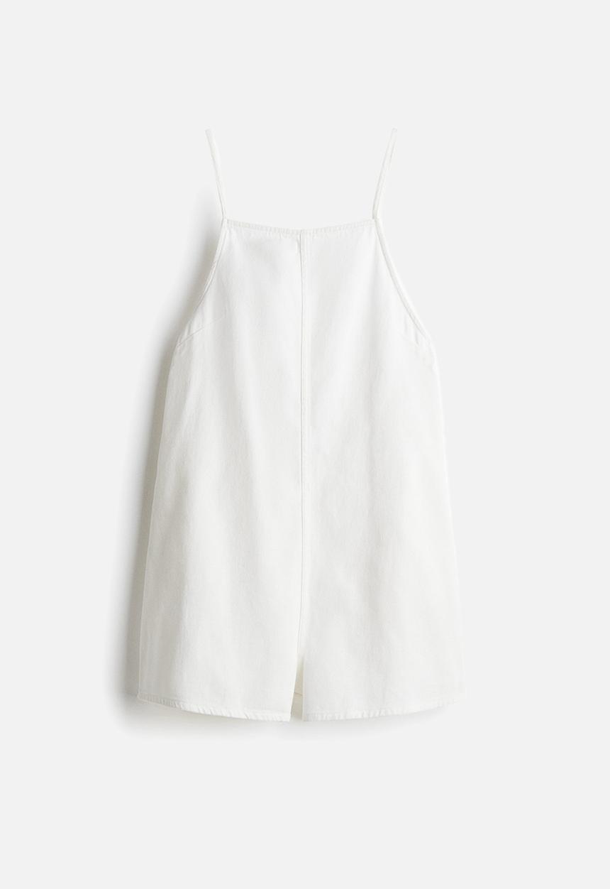 H&M - Square-neck playsuit - white