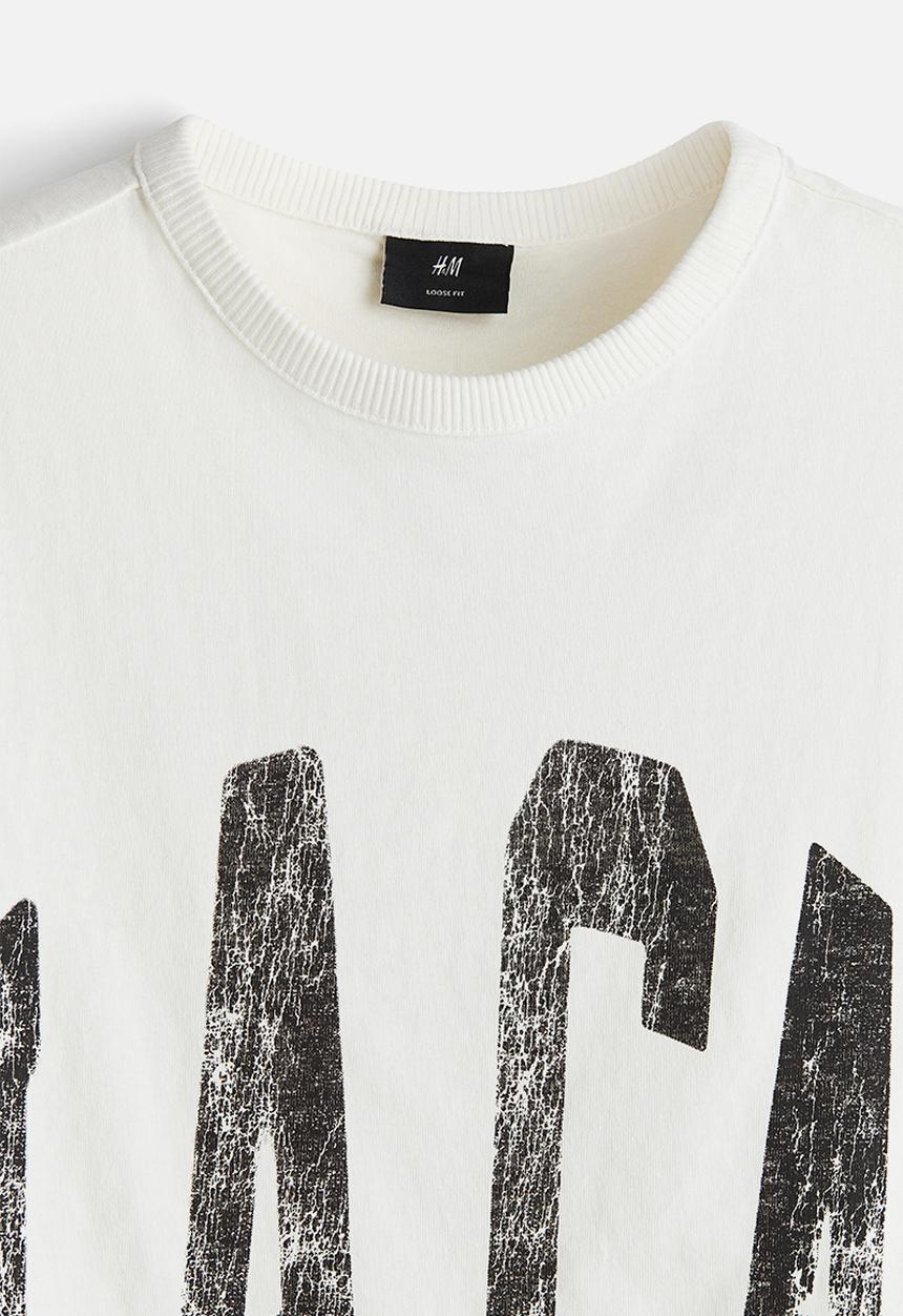H&M - Loose fit printed vest top - white la.ca