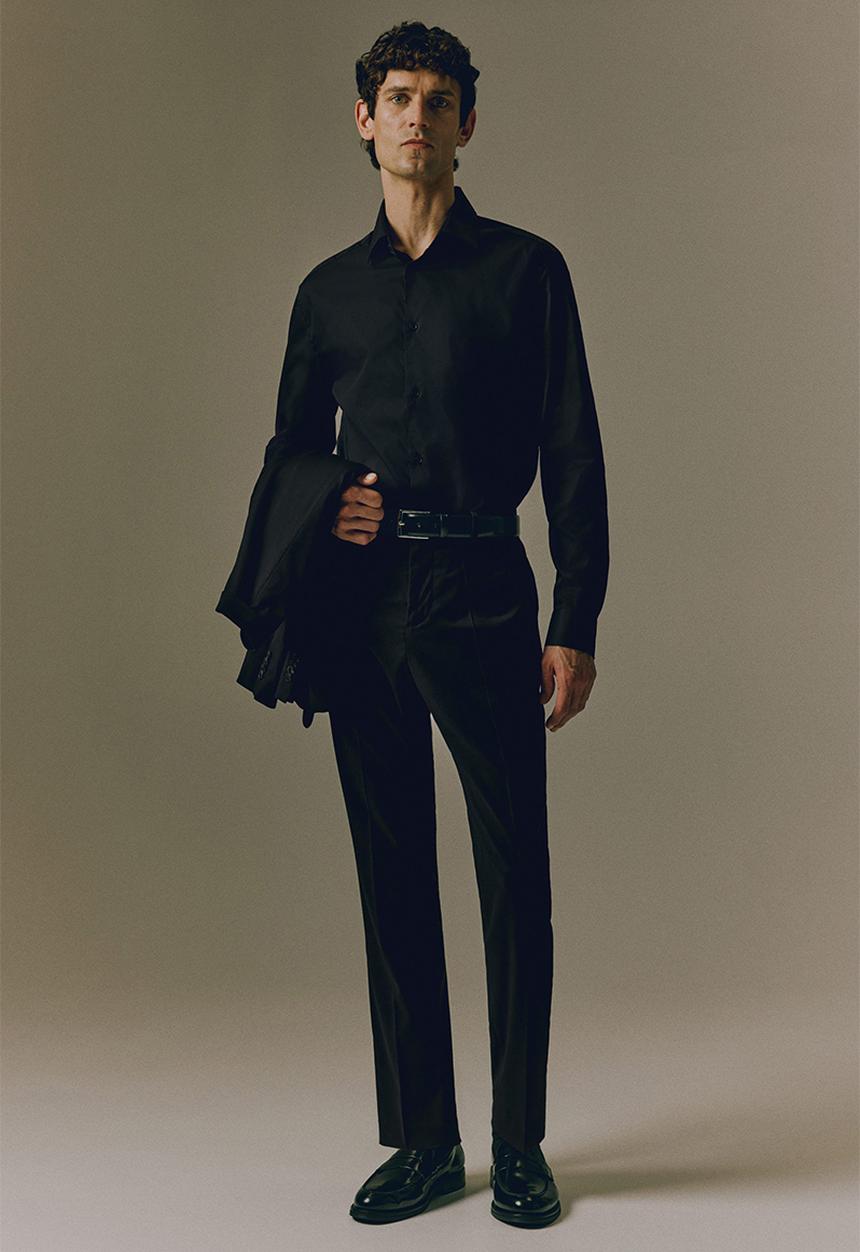 H&M - Slim fit stretch shirt - black